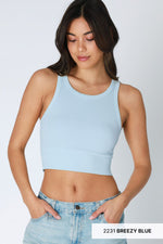 Chevron Highneck Crop Top Chevron Highneck Crop Top Nikibiki Breezy Blue