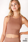 Chevron Highneck Crop Top Chevron Highneck Crop Top Nikibiki Cognac