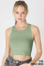 Chevron Highneck Crop Top Chevron Highneck Crop Top Nikibiki Hedge Green