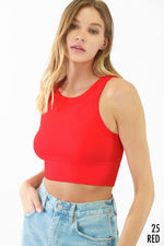 Chevron Highneck Crop Top Chevron Highneck Crop Top Nikibiki Red
