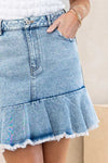 Asymmetrical Distressed Denim Mini Skirt Oddi