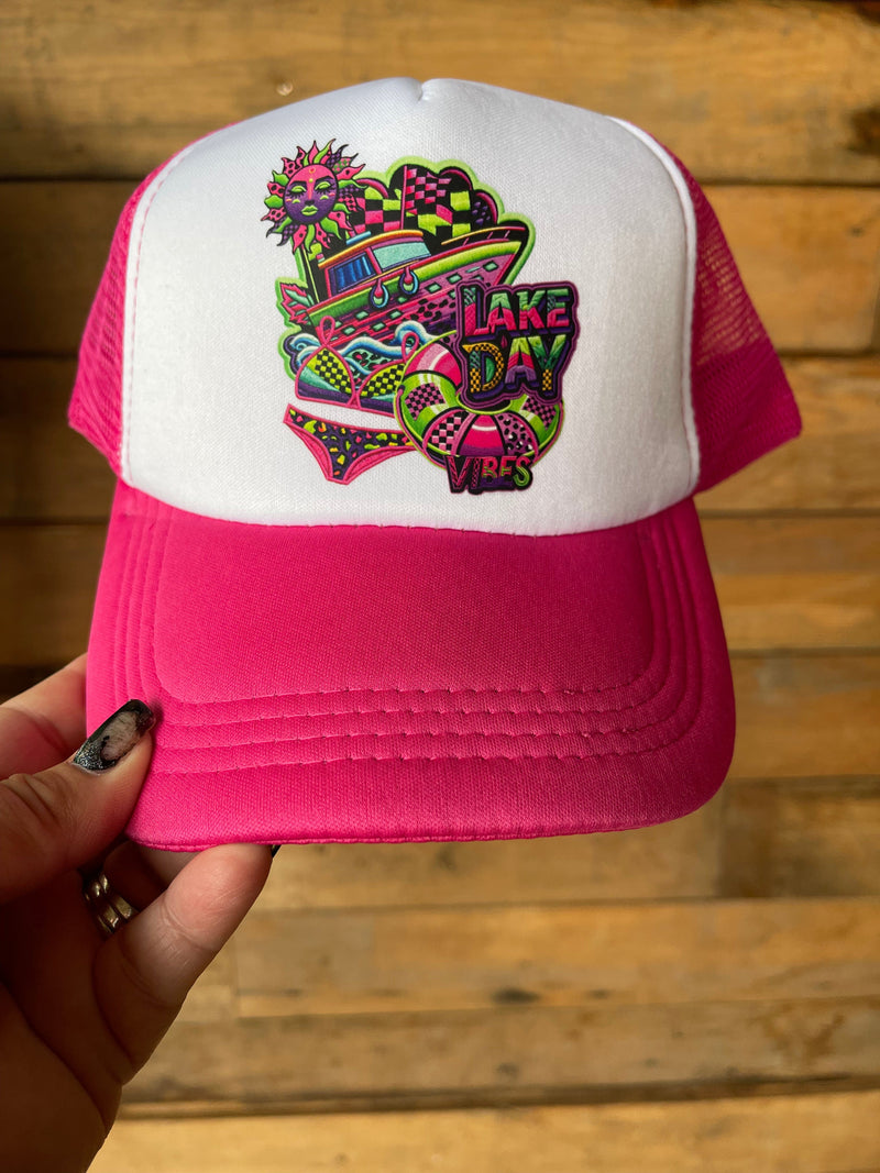 Hot Pink Lake Day Vibes Hat Hot Pink Lake Day Vibes Hat Old Skool Boutique