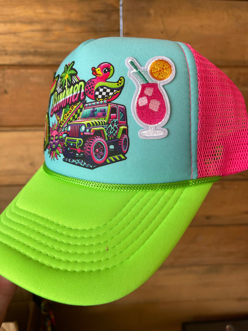 Jeep Summer Neon Trucker Hat Old Skool Boutique