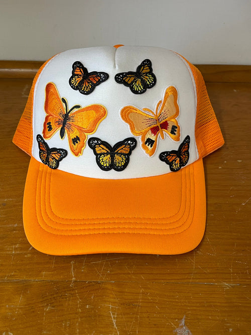 Orange Butterfly Trucker Hat Orange Butterfly Trucker Hat Old Skool Boutique