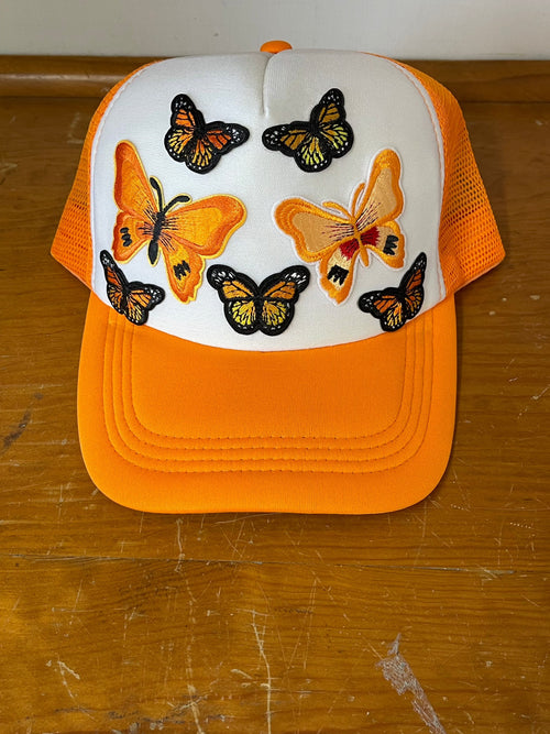 Orange Butterfly Trucker Hat Orange Butterfly Trucker Hat Old Skool Boutique