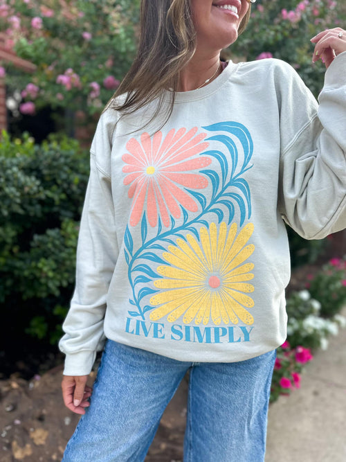 Live Simply Crew Neck Sweatshirt - Sand Live Simply Crew Neck Sweatshirt - Sand Oliver & Otis