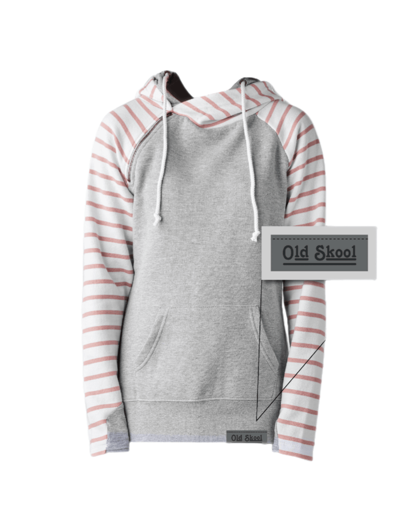Ladies Stripe Double Hood Pullover - Heather Grey Ladies Stripe Double Hood Pullover - Heather Grey Park Bench Apparel