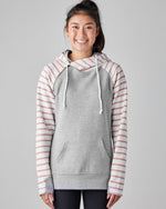 Ladies Stripe Double Hood Pullover - Heather Grey Ladies Stripe Double Hood Pullover - Heather Grey Park Bench Apparel