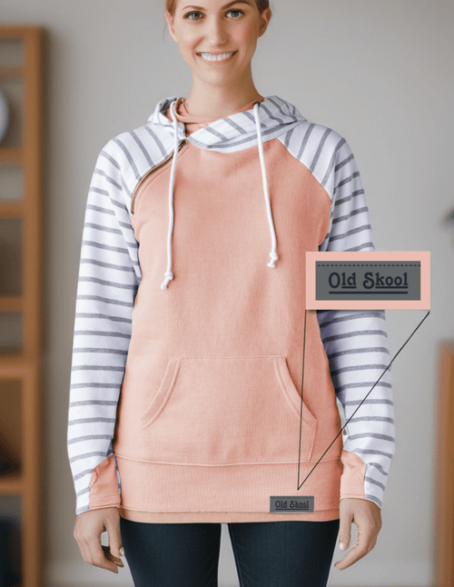 Ladies Stripe Double Hood Pullover - Rose Sand Ladies Stripe Double Hood Pullover - Rose Sand Park Bench Apparel