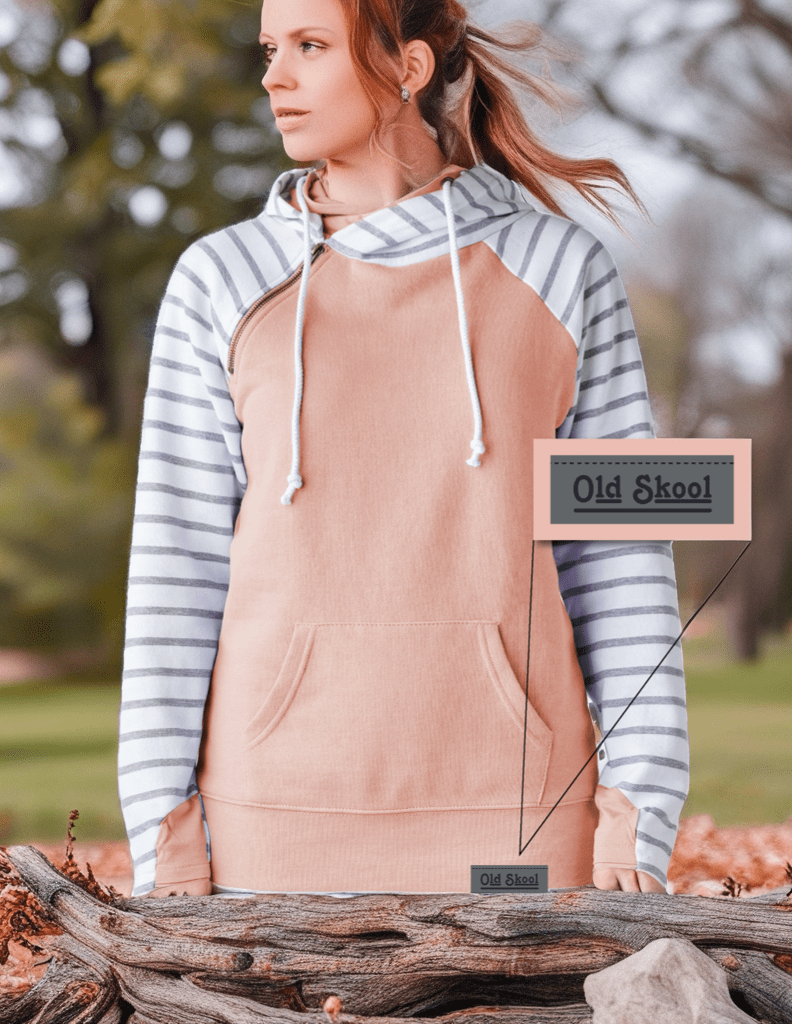 Ladies Stripe Double Hood Pullover - Rose Sand Ladies Stripe Double Hood Pullover - Rose Sand Park Bench Apparel