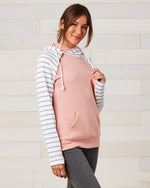 Ladies Stripe Double Hood Pullover - Rose Sand Ladies Stripe Double Hood Pullover - Rose Sand Park Bench Apparel