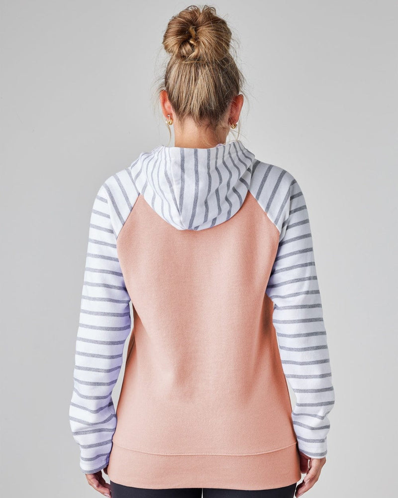 Ladies Stripe Double Hood Pullover - Rose Sand Ladies Stripe Double Hood Pullover - Rose Sand Park Bench Apparel