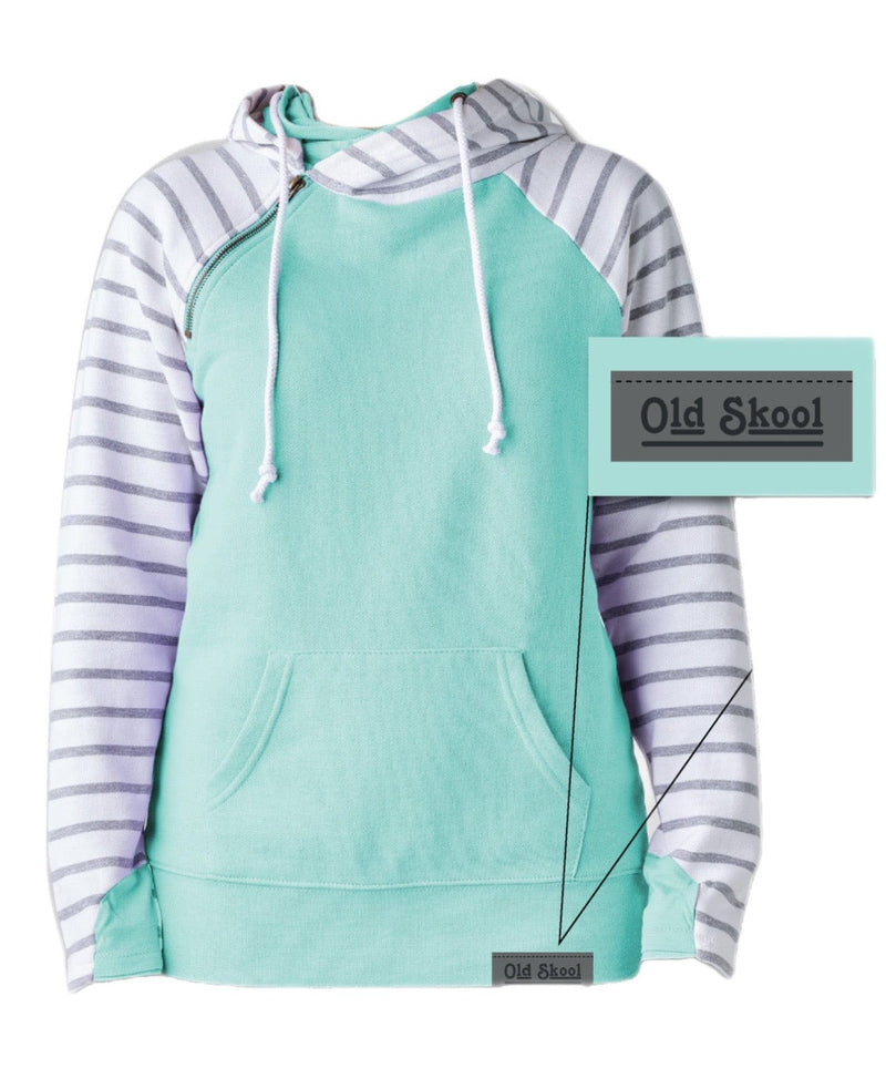 Ladies Stripe Double Hood Pullover - Seaglass Ladies Stripe Double Hood Pullover - Seaglass Park Bench Apparel