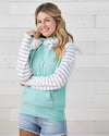 Ladies Stripe Double Hood Pullover - Seaglass Ladies Stripe Double Hood Pullover - Seaglass Park Bench Apparel