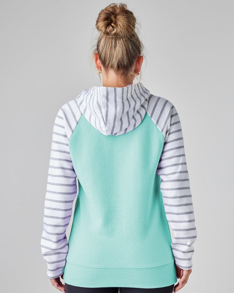 Ladies Stripe Double Hood Pullover - Seaglass Ladies Stripe Double Hood Pullover - Seaglass Park Bench Apparel