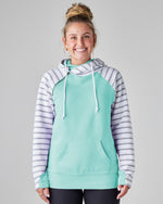 Ladies Stripe Double Hood Pullover - Seaglass Ladies Stripe Double Hood Pullover - Seaglass Park Bench Apparel