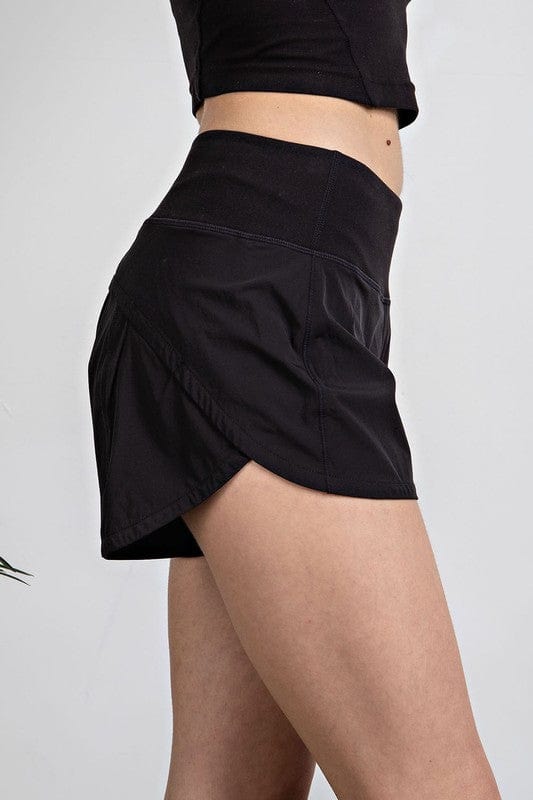 BLACK STRETCH WOVEN 2 IN 1 ACTIVE SHORTS Rae Mode