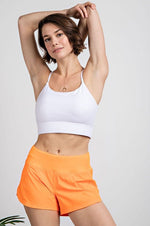NEON ORANGE STRETCH WOVEN 2 IN 1 ACTIVE SHORTS Rae Mode
