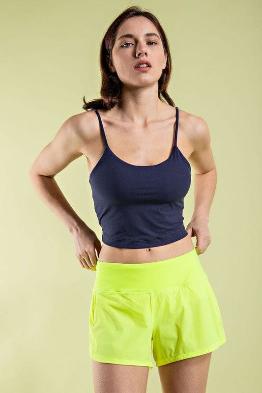 NEON YELLOW STRETCH WOVEN 2 IN 1 ACTIVE SHORTS Rae Mode