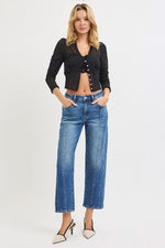 High Rise Crop Straight Leg Jeans High Rise Crop Straight Leg Jeans Risen Jeans