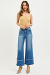 High Rise Cropped Wide Leg Jeans w/ Cuff Button Details High Rise Cropped Wide Leg Jeans w/ Cuff Button Details Risen Jeans
