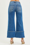 High Rise Cropped Wide Leg Jeans w/ Cuff Button Details High Rise Cropped Wide Leg Jeans w/ Cuff Button Details Risen Jeans