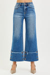 High Rise Cropped Wide Leg Jeans w/ Cuff Button Details High Rise Cropped Wide Leg Jeans w/ Cuff Button Details Risen Jeans