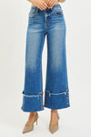 High Rise Cropped Wide Leg Jeans w/ Cuff Button Details High Rise Cropped Wide Leg Jeans w/ Cuff Button Details Risen Jeans