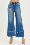 High Rise Cropped Wide Leg Jeans w/ Cuff Button Details High Rise Cropped Wide Leg Jeans w/ Cuff Button Details Risen Jeans