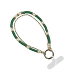 Clip & Go Double Strand Beaded Wristlet Clip & Go Double Strand Beaded Wristlet Save The Girls Gold Chain w/Green & Pearl Beads