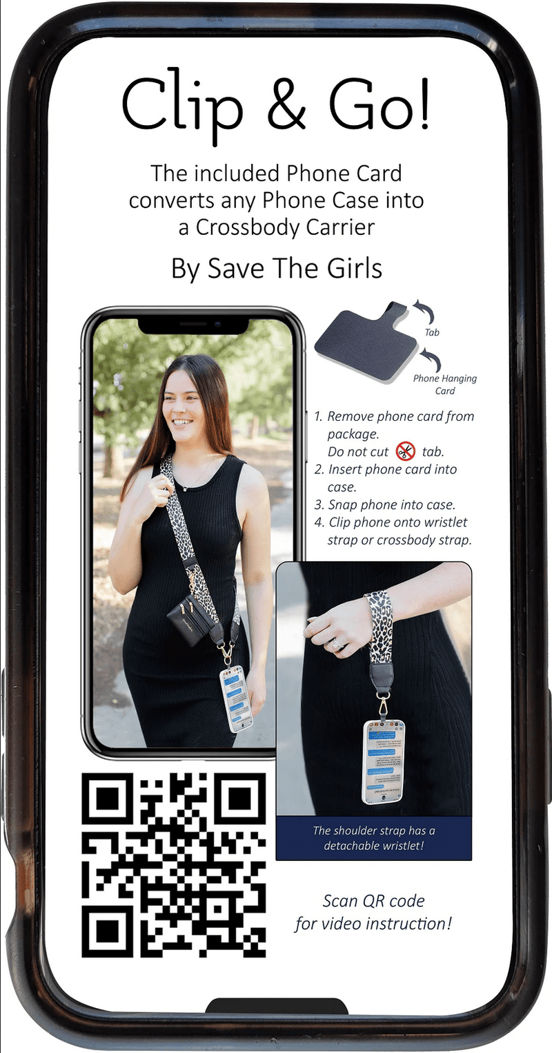 Clip & Go Strap w/ Zippered Pouch - Black Save The Girls
