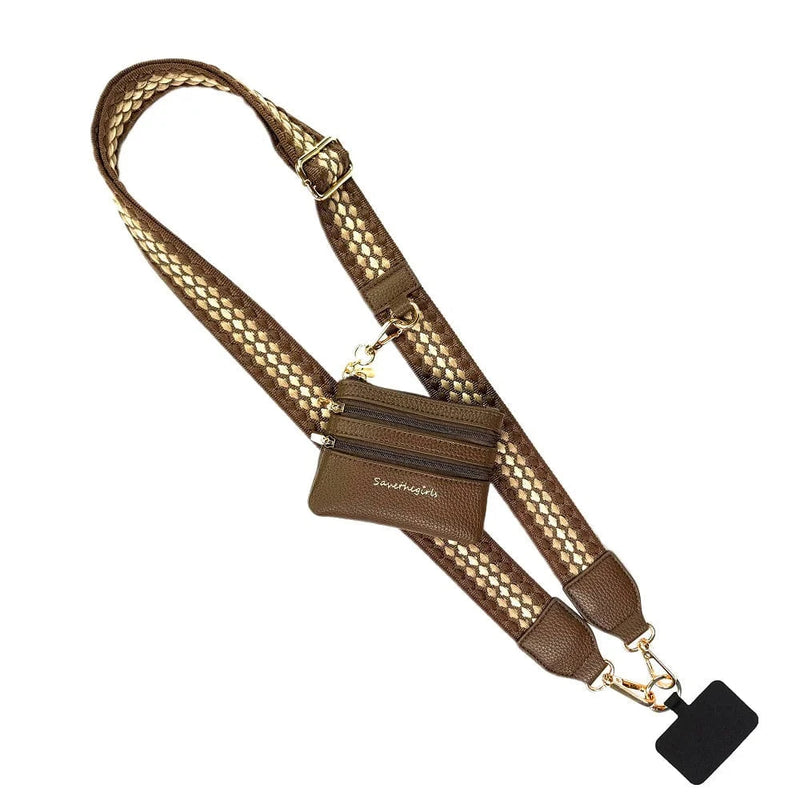 Clip & Go Strap w/ Zippered Pouch -  Fun Dots Clip & Go Strap w/ Zippered Pouch -  Fun Dots Save The Girls Brown