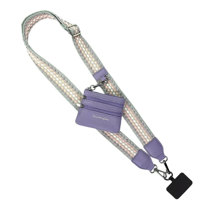 Clip & Go Strap w/ Zippered Pouch -  Fun Dots Clip & Go Strap w/ Zippered Pouch -  Fun Dots Save The Girls Grey/Pink