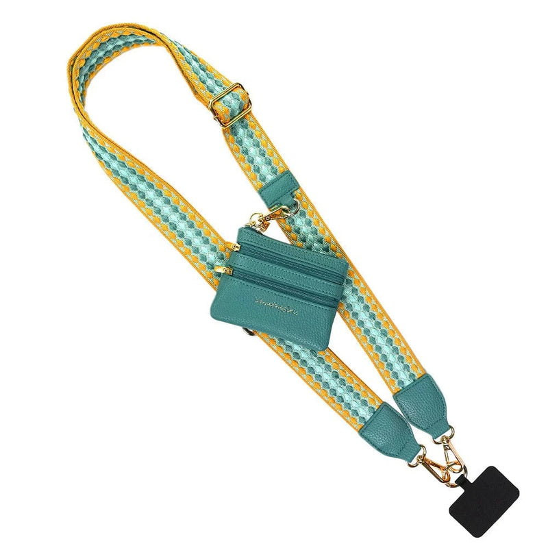 Clip & Go Strap w/ Zippered Pouch -  Fun Dots Clip & Go Strap w/ Zippered Pouch -  Fun Dots Save The Girls Mustard/Aqua