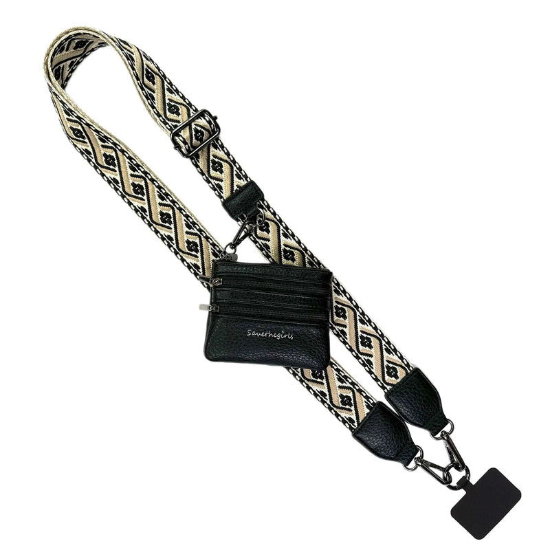 Clip & Go Strap w/ Zippered Pouch XOXO Clip & Go Strap w/ Zippered Pouch XOXO Save The Girls Black
