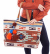Woven Wool Brown Multi Color Aztec Pattern Shoulder Tote - B602 Scully
