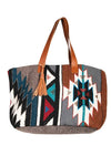 Woven Wool Grey Multi Color Aztec Pattern Shoulder Tote - B318 Scully