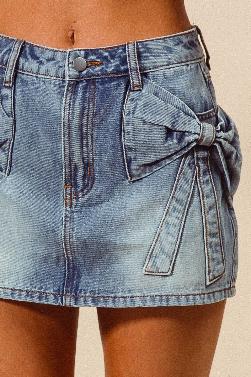 BOW KNOT POCKET DENIM MINI SKIRT BOW KNOT POCKET DENIM MINI SKIRT So Me Skirt