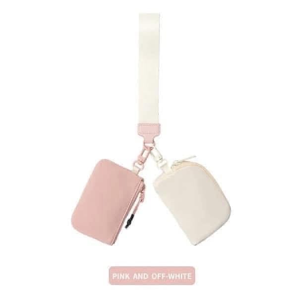 Dual Pouch Wristlet Dual Pouch Wristlet vendor-unknown Pink/Ivory