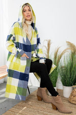 Navy & Lime Plaid Oversized Duster Shacket Navy & Lime Plaid Oversized Duster Shacket vendor-unknown