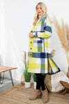 Navy & Lime Plaid Oversized Duster Shacket Navy & Lime Plaid Oversized Duster Shacket vendor-unknown