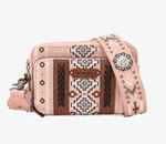 Wrangler Aztec Printed Crossbody Purse With Wallet Compartment - Pink Wrangler Aztec Printed Crossbody Purse With Wallet Compartment - Pink Wrangler