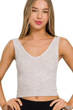 2 WAY NECKLINE SEAMLESS WASHED RIBBED TANK TOP 2 WAY NECKLINE SEAMLESS WASHED RIBBED TANK TOP Zenana