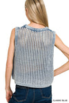 Acid Wash Fishnet Sweater Vest Acid Wash Fishnet Sweater Vest Zenana