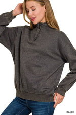 Acid Wash Fleece Half Zip Pullover Sweatshirt Acid Wash Fleece Half Zip Pullover Sweatshirt Zenana