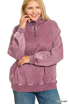 Acid Wash Fleece Half Zip Pullover Sweatshirt Acid Wash Fleece Half Zip Pullover Sweatshirt Zenana