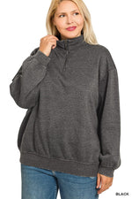 Acid Wash Fleece Half Zip Pullover Sweatshirt Acid Wash Fleece Half Zip Pullover Sweatshirt Zenana