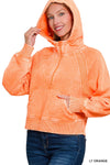 Acid Wash Half Zip Fleece Hoodie w/ Kangaroo Pocket Acid Wash Half Zip Fleece Hoodie w/ Kangaroo Pocket Zenana