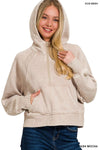 Acid Wash Half Zip Fleece Hoodie w/ Kangaroo Pocket Acid Wash Half Zip Fleece Hoodie w/ Kangaroo Pocket Zenana