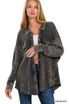 ACID WASH OVERSIZED COTTON WAFFLE SHACKET Zenana